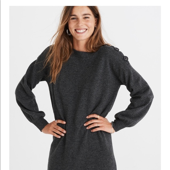 Madewell Dresses & Skirts - Madewell Boatneck Button-Shoulder Sweater-Dress